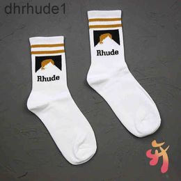 Rhude socks Simple Letter High Quality Cotton European American Street Trend Socks Men and Women Socks Warm and comfortable needle socks Rhude Couple InTube So DUY3