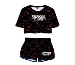 Summer Women039s Sets Stranger Things 3 3D Printed Short Sleeve Crop Top Shorts Sweat Suits Women Tracksuits Two Piece Outfit8209698