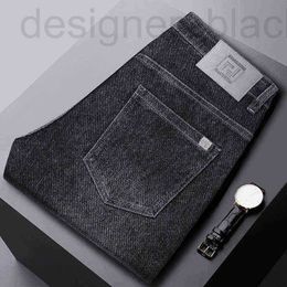 designer Men's Jeans 24ss Black Grey Slim Fit Small Straight Tube Long Pants Autumn Elastic Casual Korean Version Trend