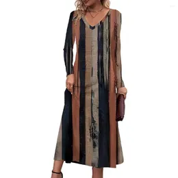 Casual Dresses Dress Colorblock Patchwork Shiny Sequin V Neck Long Sleeve Loose A-line Soft Mid-calf Length Breathable Midi