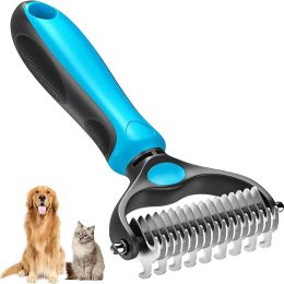 Combs Pet Professional Deshedding Brush 2 Sided Dematting Dog Comb Cat Brush Rake Puppy Grooming Tools Undercoat Shedding Flying Hair