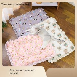 Pens Soft Cat Bed Mats Short Plush Pet Sleeping Bed Mats for Cats Small Dogs Cute Pet Pad Blanket Warm Kitten Cushion Cat Accessories