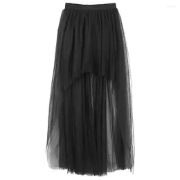 Skirts Women Holiday Skirt Elegant High Waist Tulle For Solid Color Party Lightweight Front Short Back Long