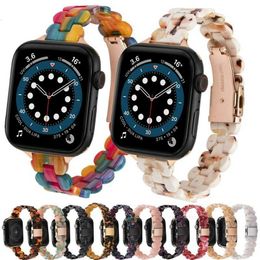 Designer Luxury Tortoise Shell Resin Strap Bracelet for Apple Watch Series 7 6 5 4 3 SE Stainless Steel Buckle Band 41mm 45mm designerWNNBWNNB