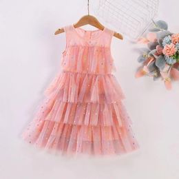 Girl Dresses Toddler Girls Sleeveless Dot Paillette Ruffles Tulle Dress Dance Party Wedding Flower Baby Boy