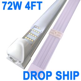72W 4ft LED dükkan ışığı, 72000lm 6500K Süper Parlak Beyaz, Bağlanabilir Tavan Işık fikstürü, 4 sıra entegre T8 LED Tüp Işık Dolabı Çalışma Tezgahı (25 Pack) Crestech