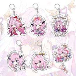 Keychains Fashion Game Honkai Impact 3 Elysia Yae Sakura Raiden Mei Pendant Keychain Cartoon Figures Double Sided Acrylic Key Chain Props