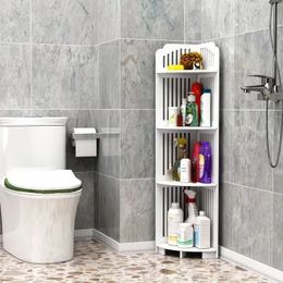 Bathroom racks wooden plastic panels corner storage waterproof and sturdy 3-layer large-capacity floor storage cabinet. 240226