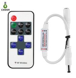 New LED Controller 11 keys 12V Mini Controller 8 Programme DC RF Wireless Remote Dimmer For 3528 5050 5630 Single Colour Strip Light8929765