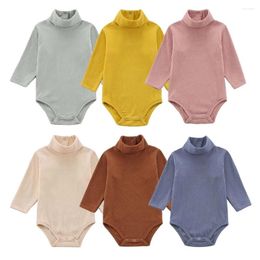 Rompers Baby Clothes Winter Knitted Bodysuits For Boys Girls Born 0 To 3 6 9 12 18 Months Long Sleeve Cotton Onesie High Collar