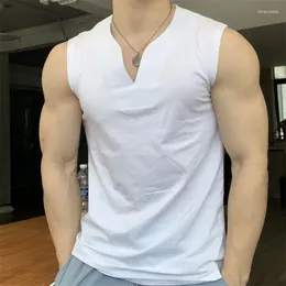 Men's Tank Tops Large V-neck Sports Fitness Quick Drying Vest Sleeveless T-shirt Clothing Training Sweat Absorption Muscle