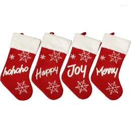 Christmas Decorations 12 PCS Stockings Xmas Tree Decor Santa Claus Gifts Bag Kids Favor Hohoho Joy Fireplace Hanging Ornament Wholesale XB