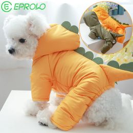 Rompers Thicken Jumpsuit Pet Dog Cat Winter Clothes Hoody Warm Cute Funny Dinosaur Puppy Costumes Cat Cottonpadded Jacket Pet Overalls