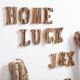 Decorative Figurines 1PCS Letter Decoration Home Wooden Letters Bark Retro Ornaments DIY Decorations