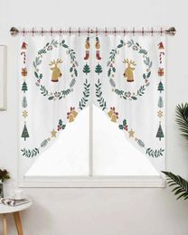 Curtain Christmas Tree Minimalist Poinsettia Short Living Room Kitchen Door Partition Home Decor Resturant Entrance Drapes