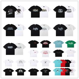 Fashion Amirl Foam Letter the Year of the Loong Limited Pattern Short Sleeve T-shirt High Street Mens and Womens Half Sleeve