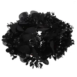 Decorative Flowers Halloween Wreath Black Ring Pumpkin Hanging Ornaments Horror Atmosphere Home Decoration Fake Coat Hangers