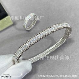Designer Van cl-ap V Golden Fan Family Ball Edge Full Diamond Bracelet with Mijin Light Luxury Versatile Fashion Bead 9JIU