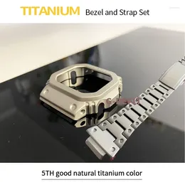 Watch Bands G-Refit 5TH Titanium Alloy DW5600 G5600E GWM5610 GWB5600 Watchbands Bezel Strap Set Watchband Metal/Case Black Band With Tools