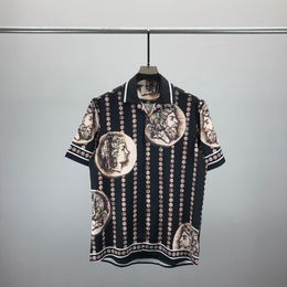 2024 Designer Fashion Hawaiian Letter Interwoven Beach Shirt for Men Designer Silk Bowling Shirt Casual Men's Summer Short Sleeve Size M-3XL #018