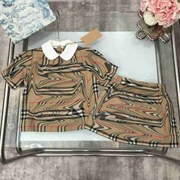 Brand kids dress sets child tracksuits high quality baby girl clothes Size 100-150 Doll collar Short Sleeves and skirt 24Feb20