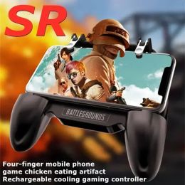 Gamepads NEW ABS Mobile Phone 4 Finger Gamepad Joystick Controller SR Builtin 2000/4000mAh PUBG Game Handle for IPhone Android Universal