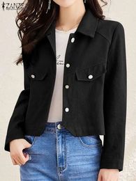 ZANZEA Korean Fashion OL Jacket Woman Long Sleeve Lapel Coats Spring Elegant Office Outwear Female Vintage Solid Jackets 240226