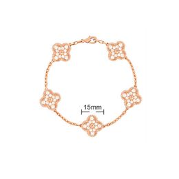 Designer Jewellery Luxury Bracelet Link Chain Vanca Four Leaf Clover Five Flower Bracelet for Female v Gold Luxury Niche Red Lucky Grass Gift for Girlfriend EANF