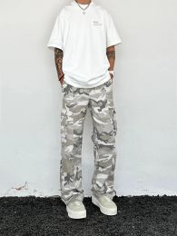 Pants New Camo Cargo Pants Men Tactical Large Pocket Outdoor Sweat Trousers Neutral Vintage Loose Casual Streetwear Hip Hop Pant 2023