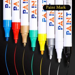 Markers 12pcs White Paint Marker Pen Waterproof Cars Wheel Rubber Tyre Permanent Graffiti 12 Colour For CD Metal 23mm Writing Point