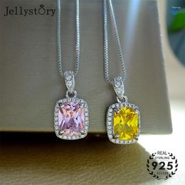 Pendants Jellystory Vintage Women Necklace S925 Sterling Silver Jewellery With Geometric Citrine Zircon Gemstone Pendant For Wedding Party