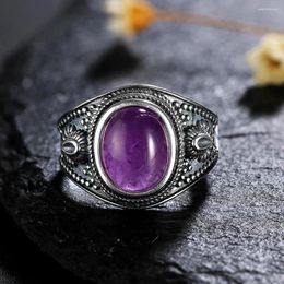 Cluster Rings Natural Amethyst 925 Silver Jewelry Men For Women Party Wedding Anniversary Engagement Gifts Fine