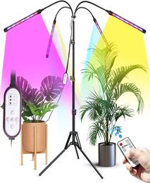 4 Head LED Grow Light with Tripod Stand for Indoor Plants Full Spectrum Floor Grow Lamp with Dual Controllers 4812H Timer1568036