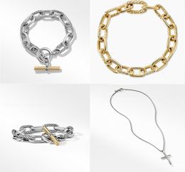 DY Twisted Charm Bracelet Classic Luxury Romantic Designer Bracelet Women's Fashion Jewelry Gold 925 Silver Cross Diamond Necklace Party Wedding Gift