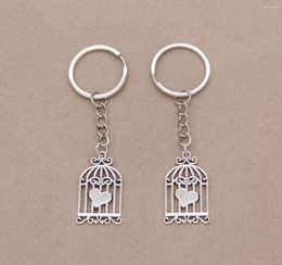 Keychains 1pcs Metal Zinc Alloy Love Bird Cage Vintage Key Chain Suitable For Women's Bag Couple Fashion Keychain Gift