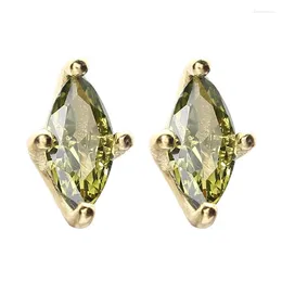 Stud Earrings Ins Fresh Olive Green Zircon Piercing Earring Simple Geometry Small Ear For Women Party Jewellery Gifts