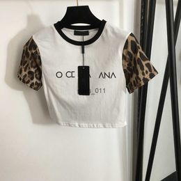 Women's Blouses Shirts Summer Designer Clothes Women Letter Shirt leopard-print short sleeve patchwork monogram short T-shirt white Black Large size S-XL 240229