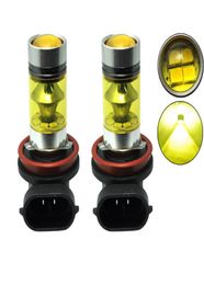 2X H11 H8 4300K Yellow Amber 100W LED 20SMD Projector Fog Driving Running Light Bulb For Auto Car Styling 6205028