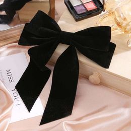 Hair Clips Barrettes Hair Accessories Hair Accessories Girls Black Red Big Velvet Bow For Women Vintage Wedding Long Ribbon Korean Pin Barrette Fashion355 2024 Gift