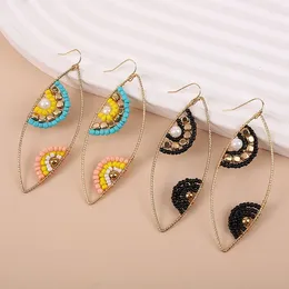 Dangle Earrings Fringed Hand Woven Ellipse Fashion Colour Beading Simplicity Bohemia Alloy Ma'am Rice Bead