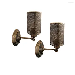 Wall Lamp Vintage 2PCS Pack Metal Lights Industrial Black And Rustic Bronze Cylinder Sconce Light For Barhtoom Hallway Bedroom Cafe