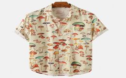 Summer Mens Hawaiian Shirt Lapel Short Sleeve Colorful Element Mushroom Pattern 3D Printing Button Trend Casual Shirt Tops 5XL 2205150691