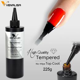 Venalisa Brand 225g Super Quality Nail Art Soak Off UVLED No Wipe Top Coat Base Coat Without Sticky Layer Tempered TopCoat 240220