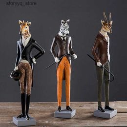 Other Home Decor Resin Crafts Artificial Animal Sculpture Antelope Gentleman Giraffe Dress Zebra Decorative Figurines Home Decoration Accessories Q240229