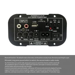 Speakers 12V 24V Bluetooth Amplifier Board HIFI Bass Amplifier Board FM Subwoofer 30120W for 10Inch Subwoofer Speaker(US Plug)