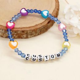 Link Bracelets Cross Border Bohemian Letter Crystal Beads Rainbow Acrylic Heart Handmade Beaded Women's Creative Bracelet