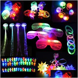 Party Decoration 71Pcs Kid Adt Led Light Up Toys Favors Glow In The Dark Supplies Finger Lights Rings Flashing Glasses Bracelet Drop Dh6Ih