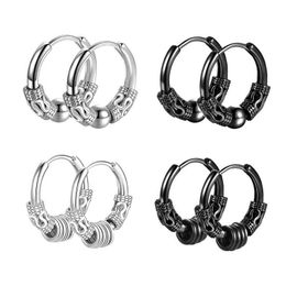 Charm 1Pair Punk Stainless Steel Round Circle Totem Hoop Earrings For Men Women Not Fade Ear Rings Hip Hop Male Jewelry Y24053125TO