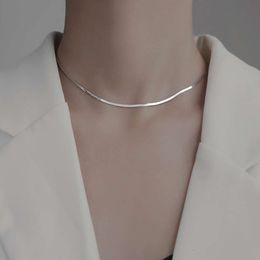 Explosions Brand Designer Lling Pendant Necklaces Sterling Silver Flat Snake Bone Chain Ins Cool Wind Blade Fashion Female Choker Collarbone Jewellery