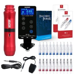 Dragonhawk ARASHI Rotary Tattoo Kit Pen Machine LCD Dual Power Supply9331487